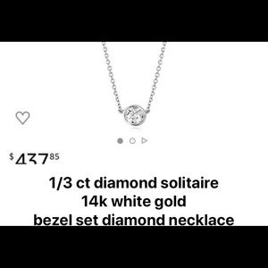 1/3 ct Bezel set diamond necklace 14k white gold